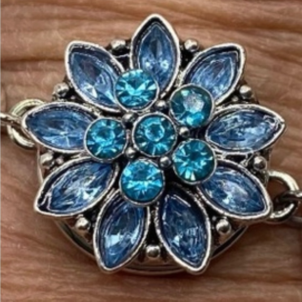 Ginger Snap #211 - “Aqua Bouquet Snap” For 18mm Snap Jewelry! - Picture 4 of 6